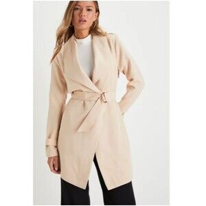 Winnipeg Beige Trench Coat for Women Classic Lightweight Long Belted Jacket